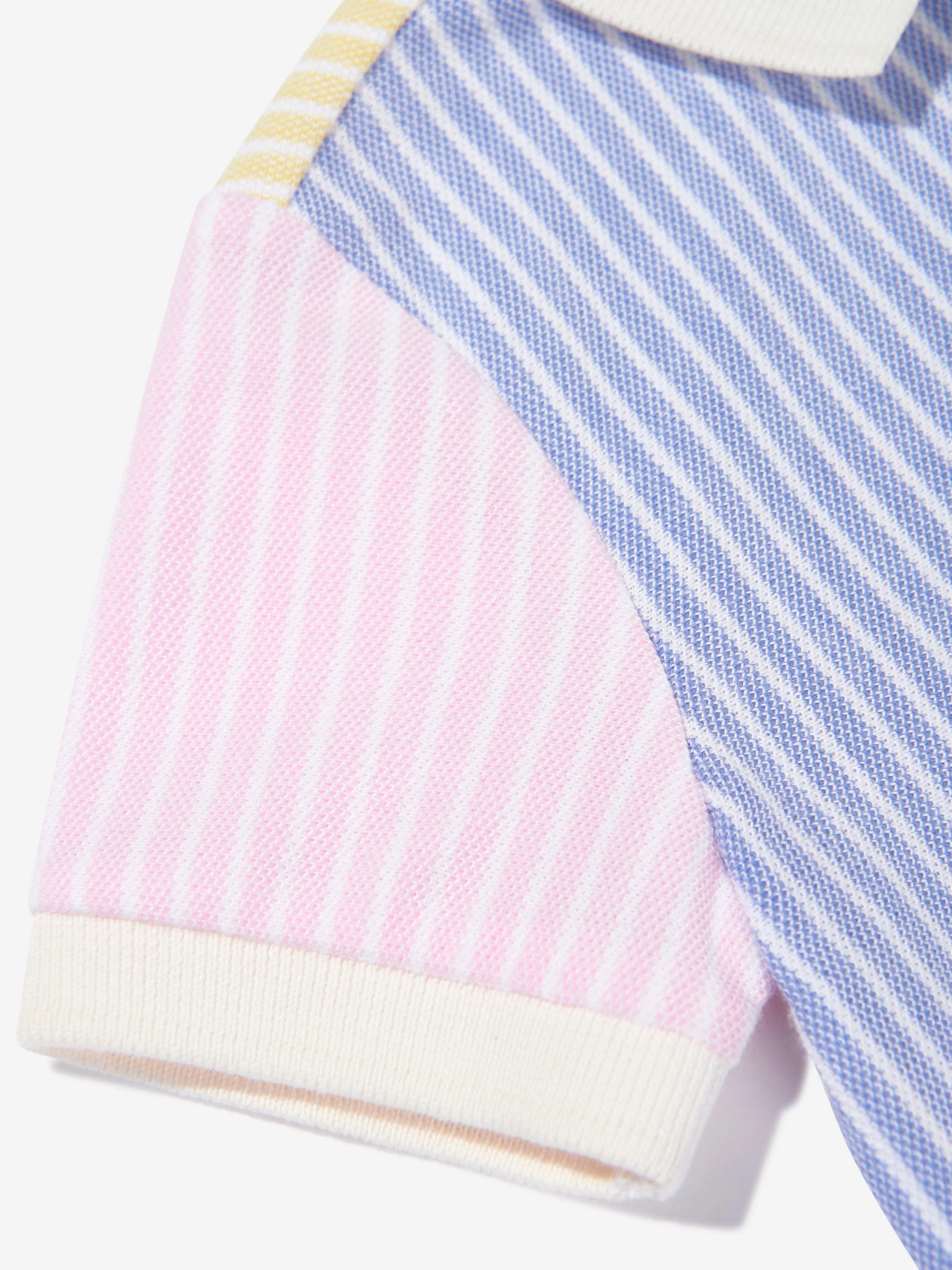 Baby Boys Striped Logo Romper in Blue