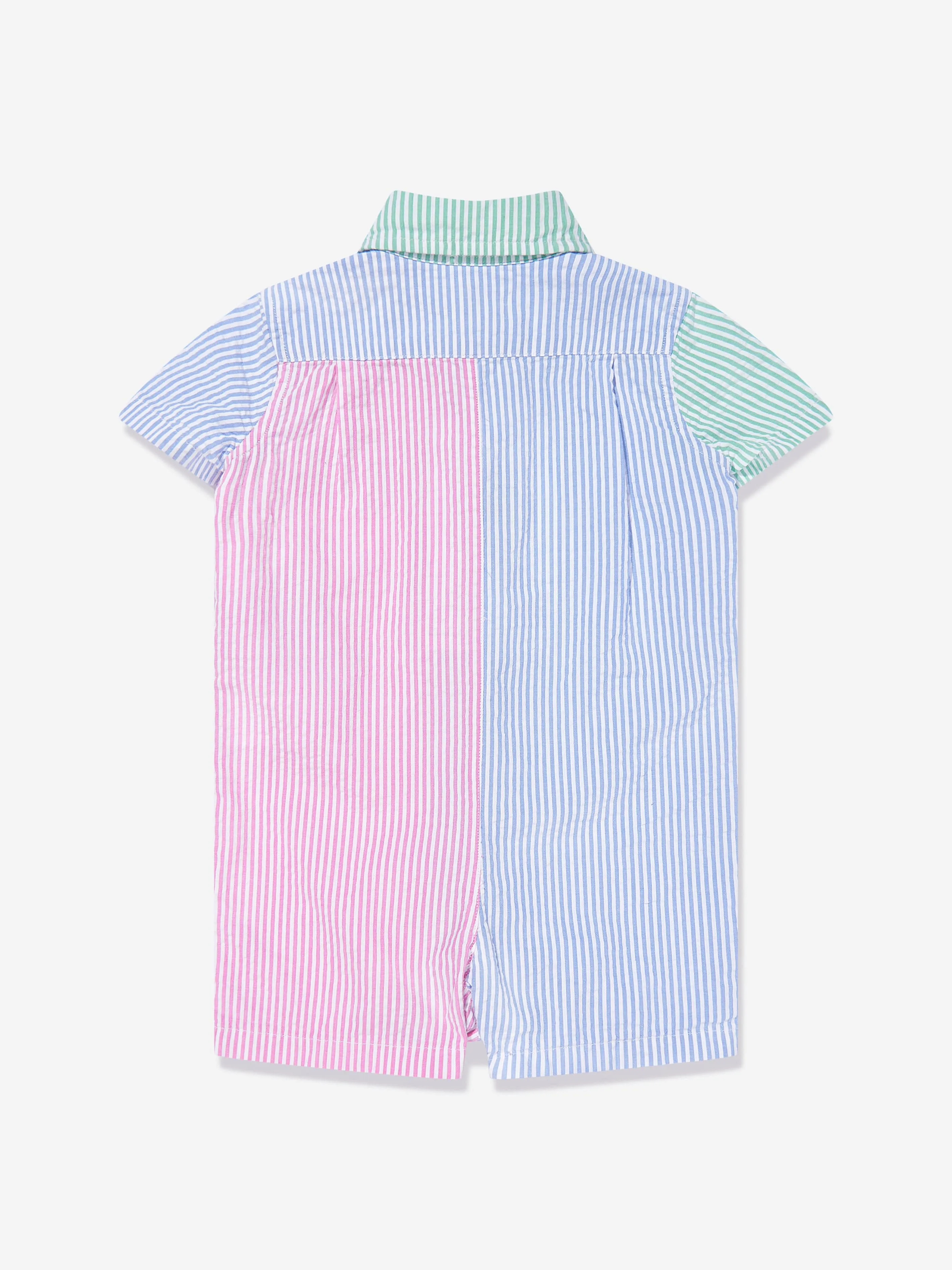 Baby Boys Striped Romper in Blue