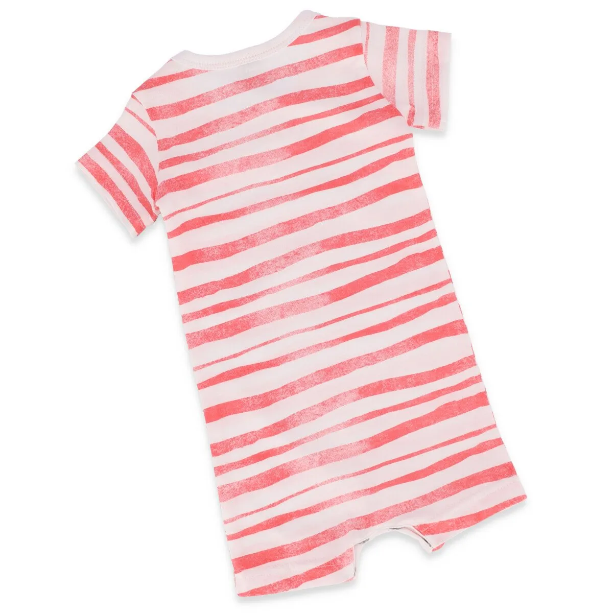 Baby Boys White Striped Romper - Coral