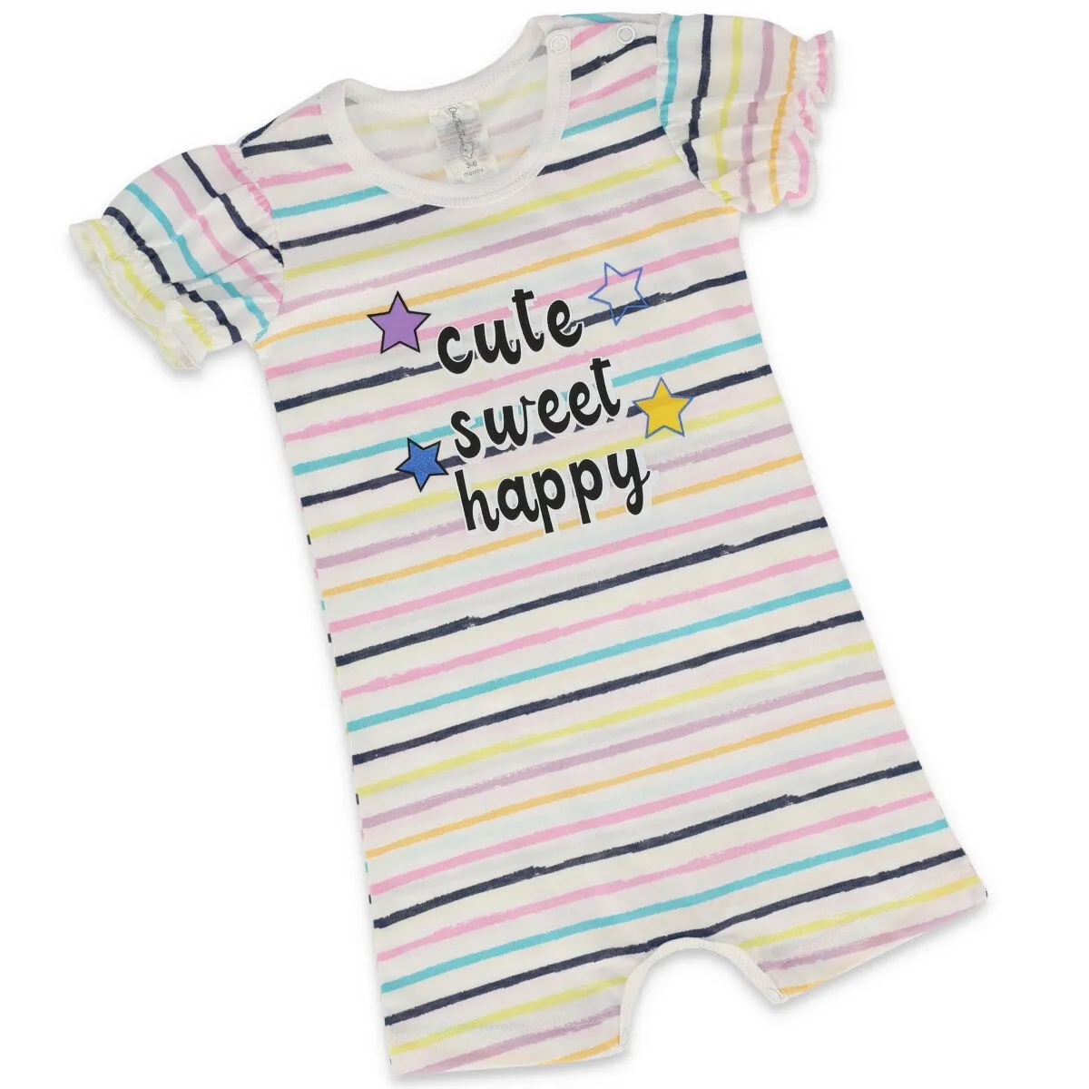 Baby Girls Striped Romper - White