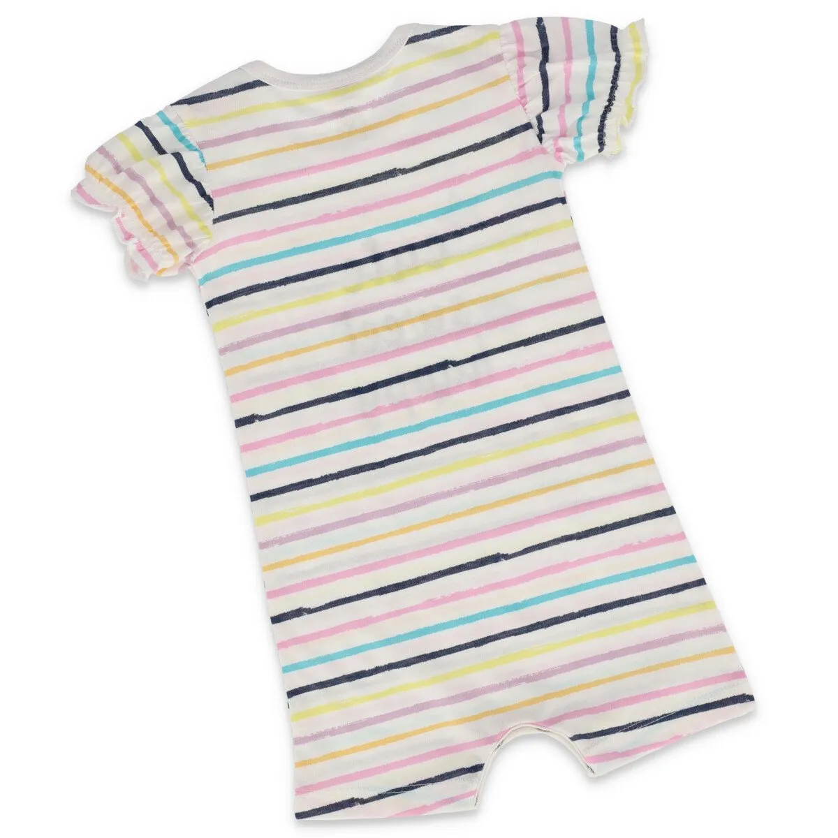 Baby Girls Striped Romper - White
