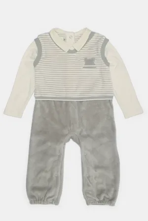 Baby Grey Collared Romper Suit