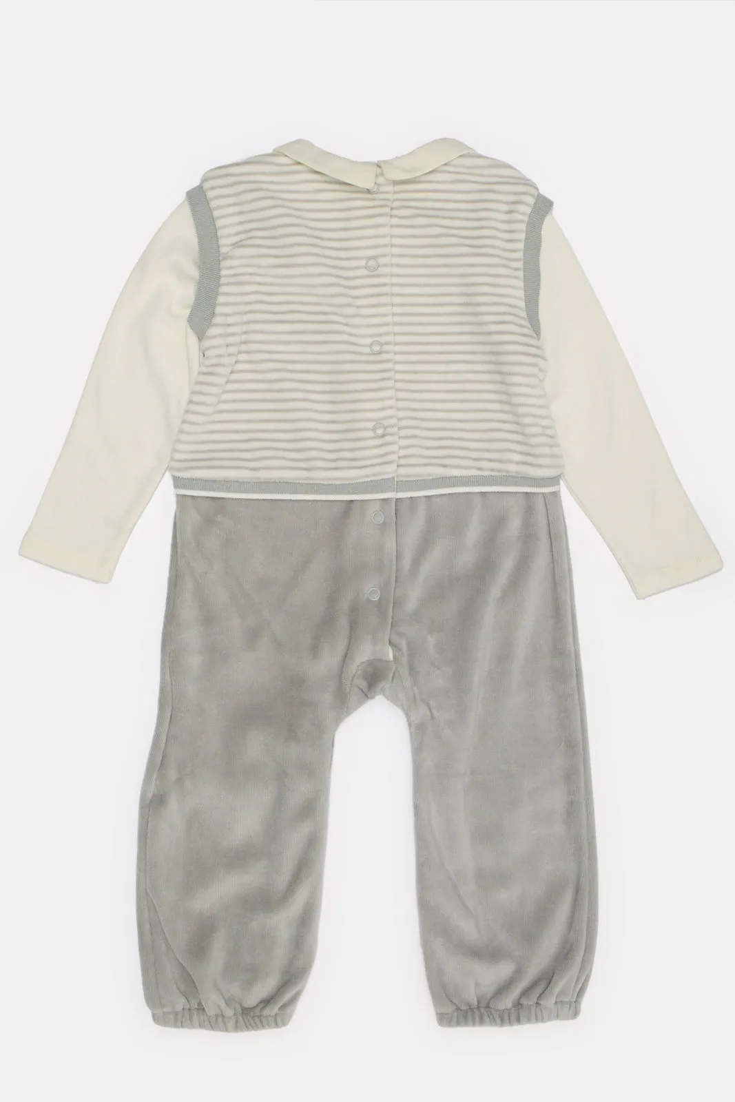 Baby Grey Collared Romper Suit