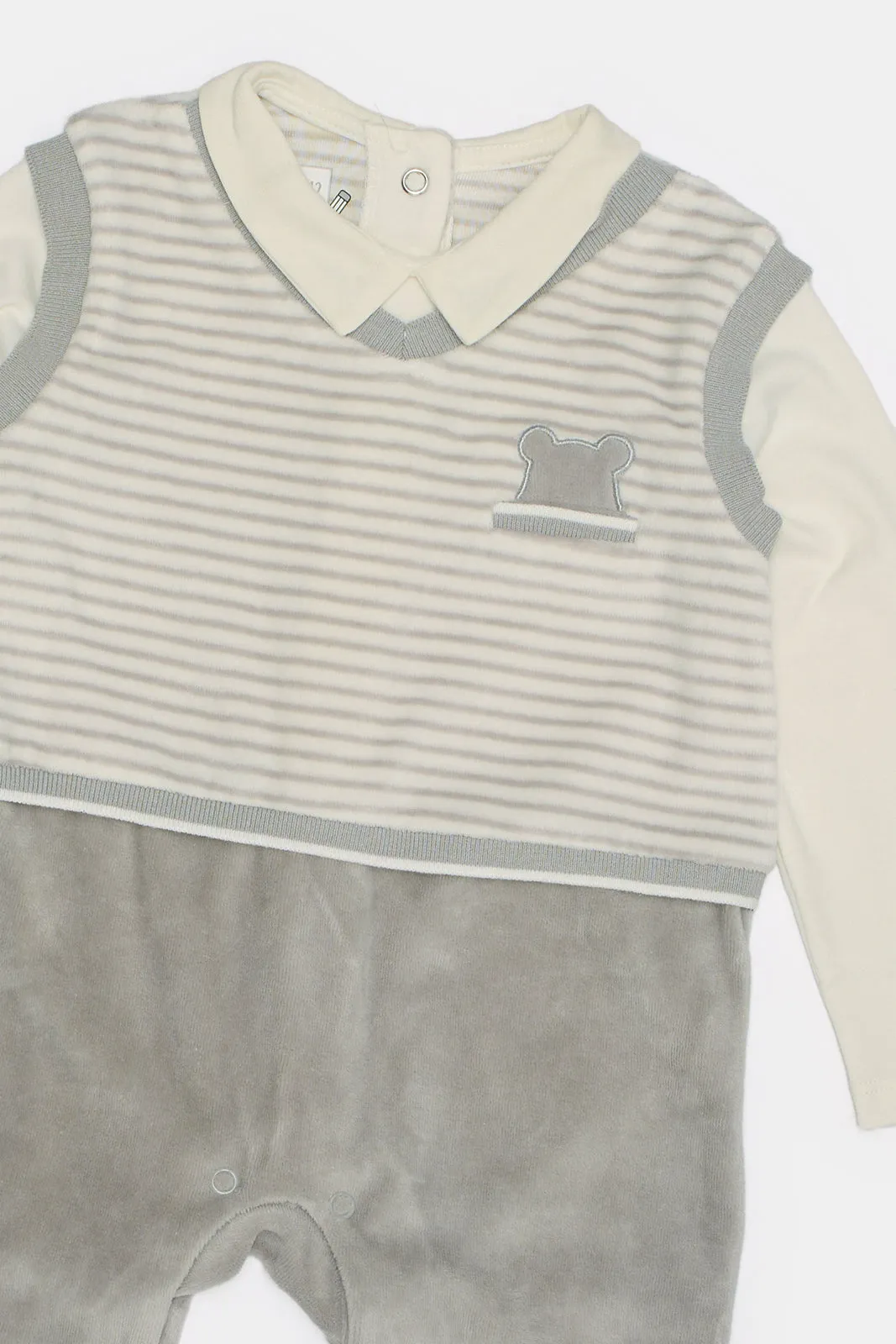 Baby Grey Collared Romper Suit