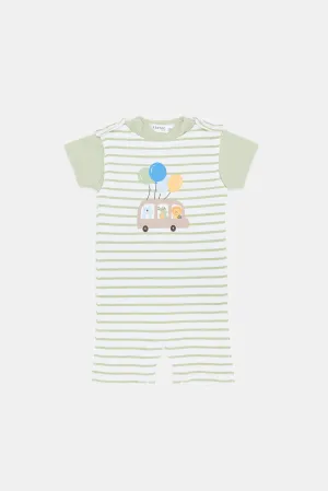Baby Mint Stripe Dungaree Set (2 Piece)