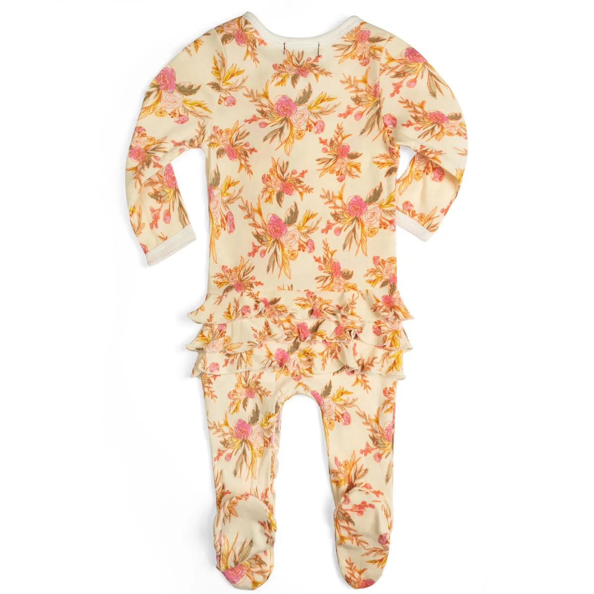 Bamboo Ruffle Zipper Footed Romper - Vintage Floral