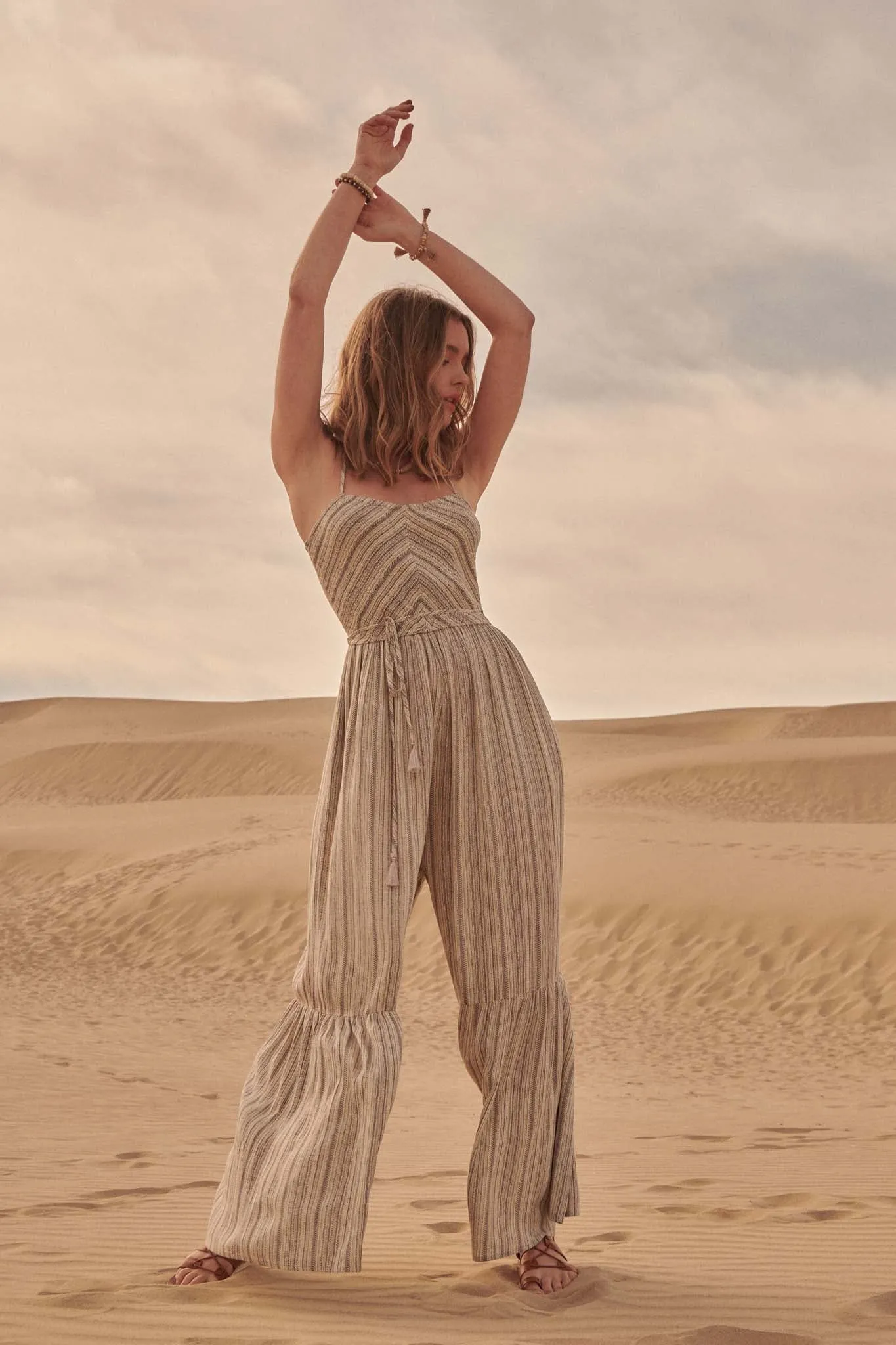 Beautiful Journey Striped Wide-Leg Cami Jumpsuit