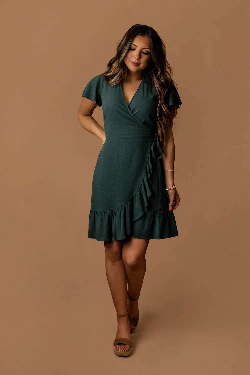 Belong Together Wrap Sun Dress (Dusty Teal) | PREORDER Restocking 3/15