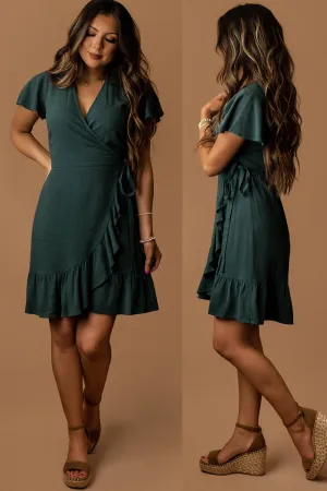 Belong Together Wrap Sun Dress (Dusty Teal) | PREORDER Restocking 3/15