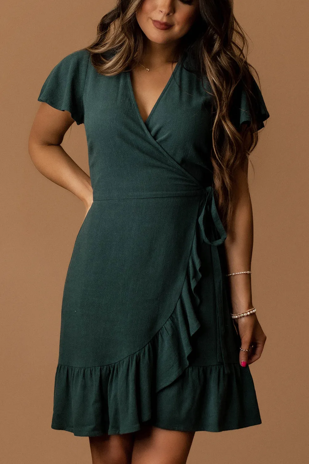 Belong Together Wrap Sun Dress (Dusty Teal) | PREORDER Restocking 3/15