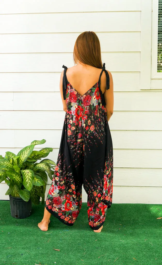 Black Rose Garden Boho Jumpsuit