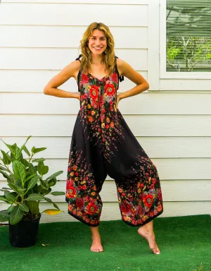 Black Rose Garden Boho Jumpsuit
