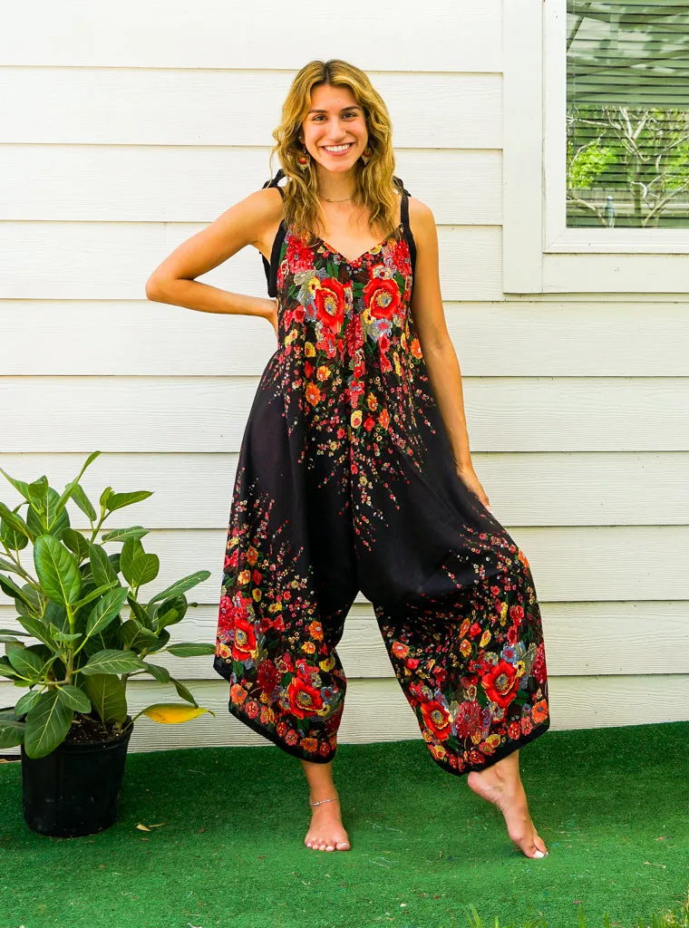 Black Rose Garden Boho Jumpsuit