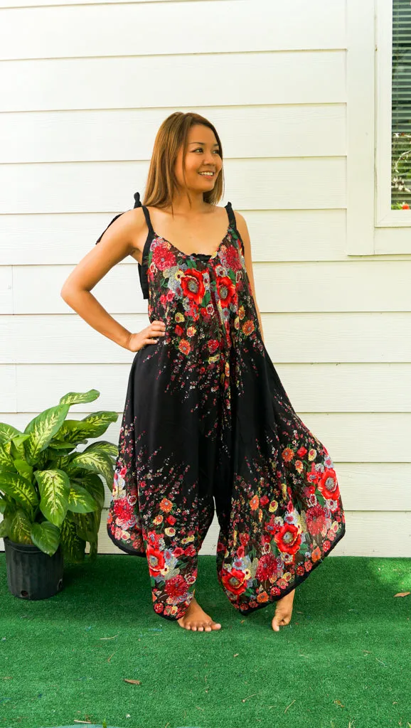 Black Rose Garden Boho Jumpsuit