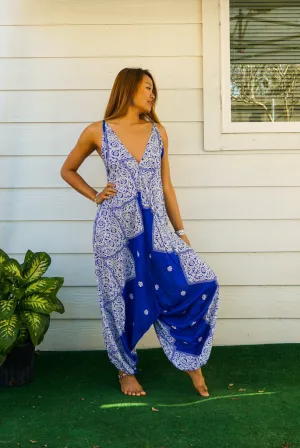 Blue Blossom Boho Hippie Jumpsuit