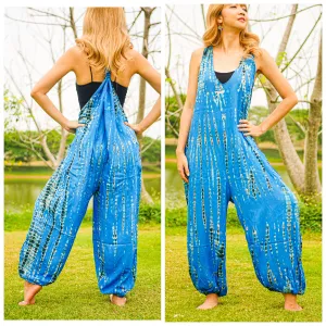 Blue Cascade Racerback Dungarees Jumpsuit Romper