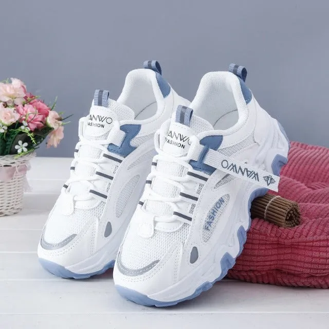 Breathable mesh platform sneakers for women