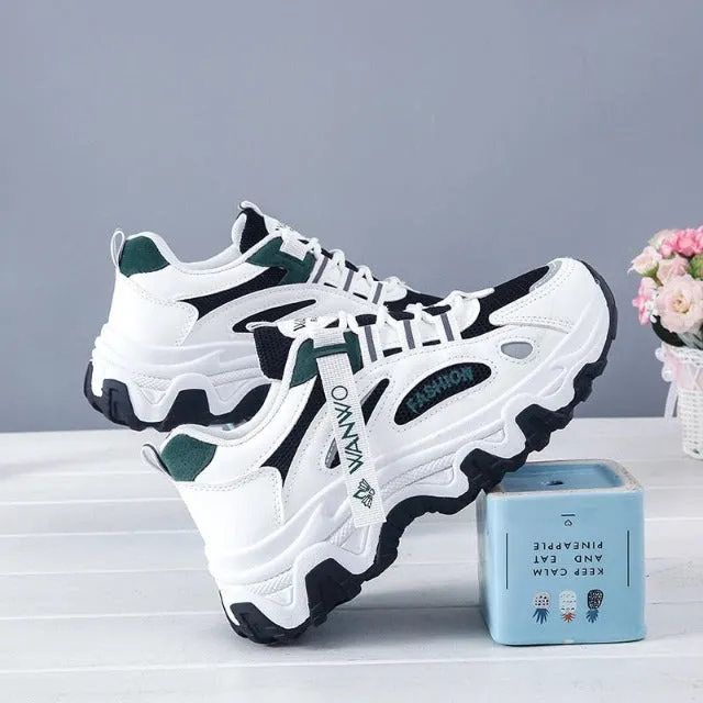 Breathable mesh platform sneakers for women