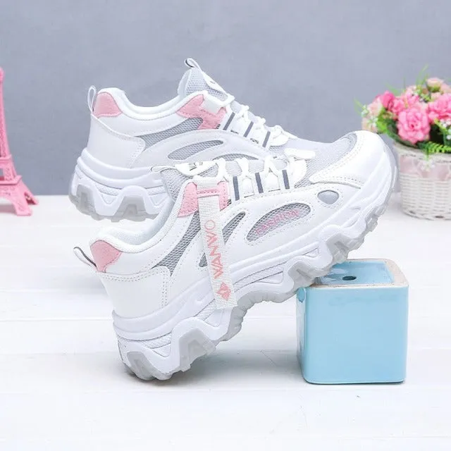 Breathable mesh platform sneakers for women