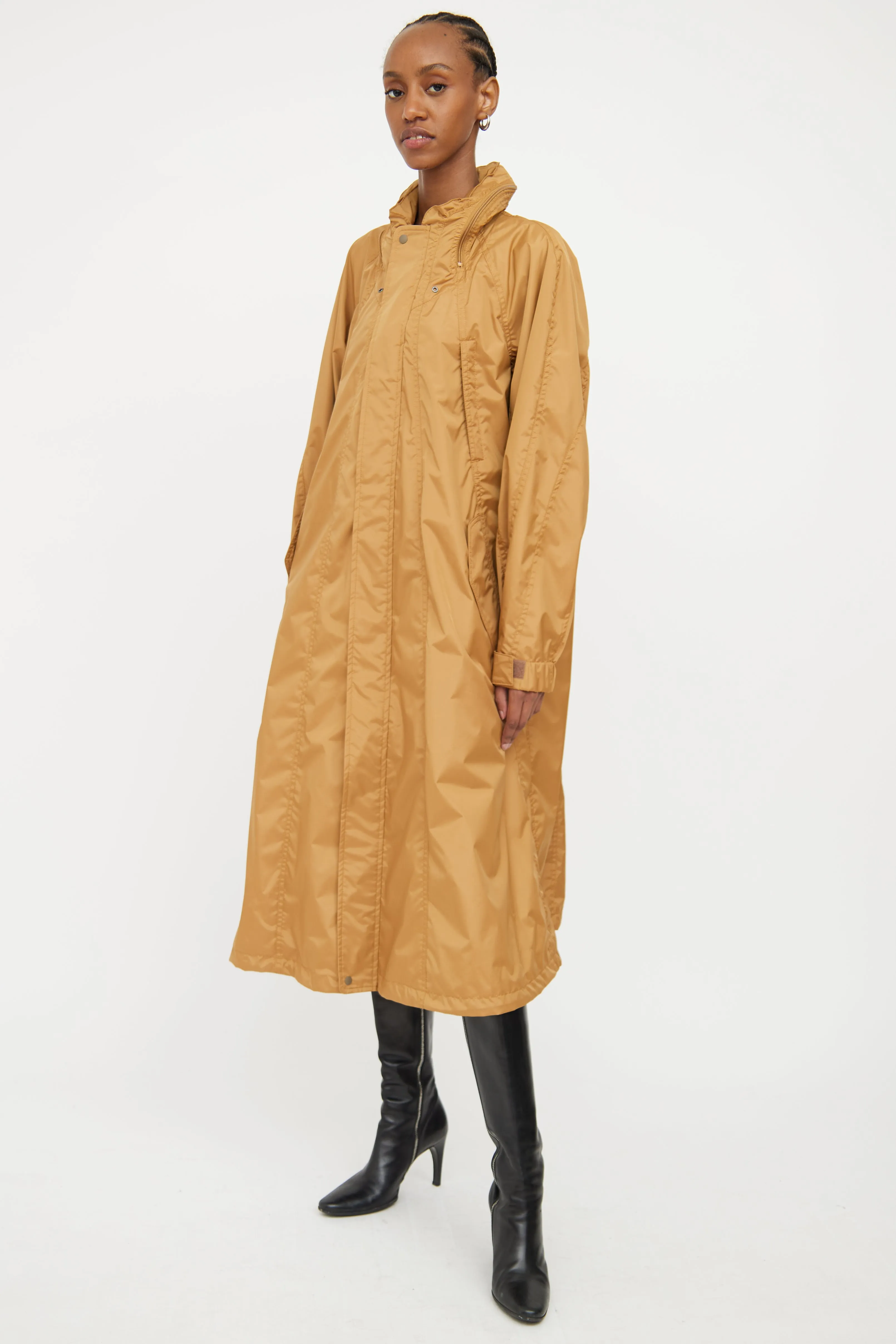 Brown Hooded Rain Jacket