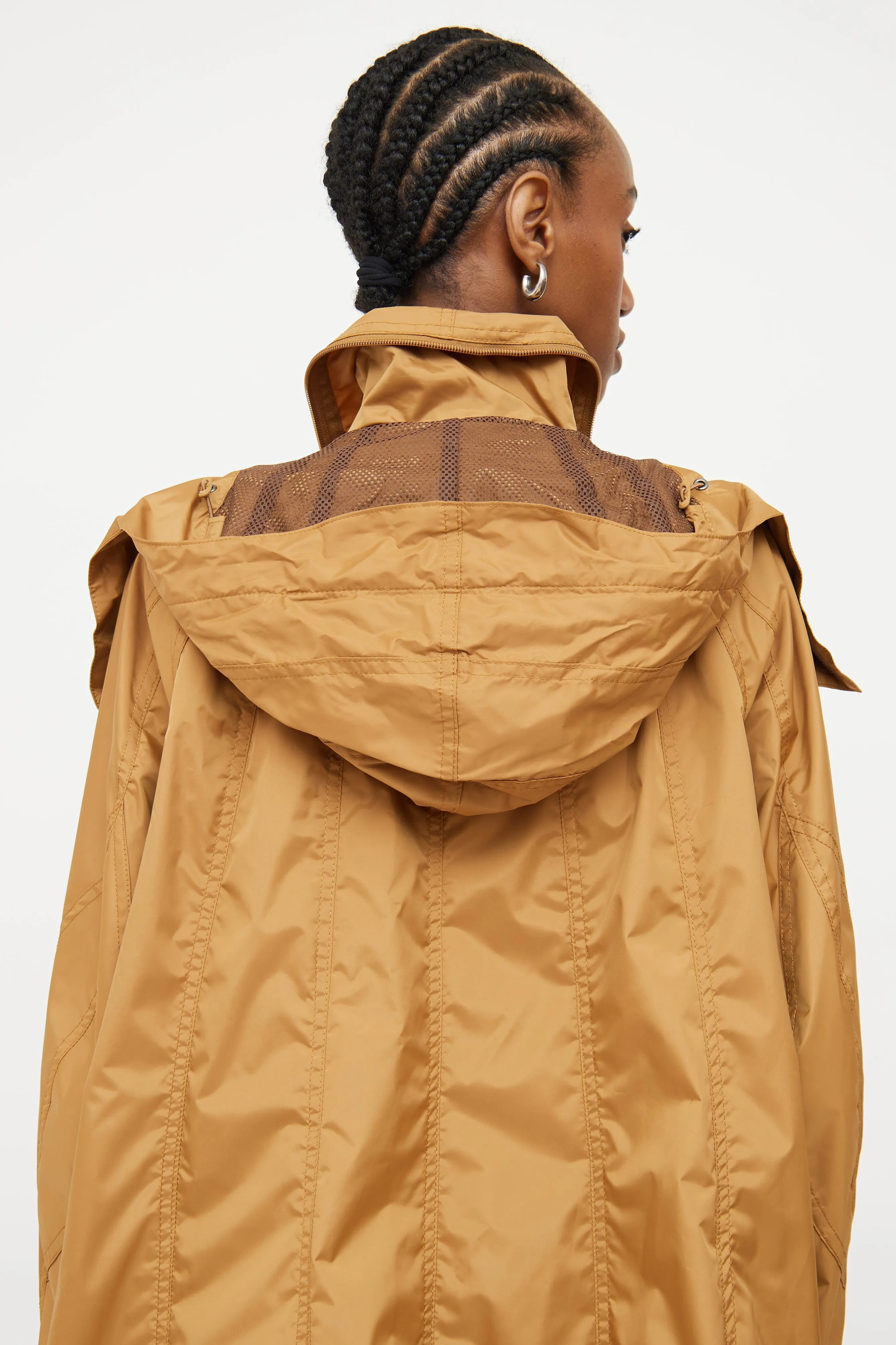 Brown Hooded Rain Jacket