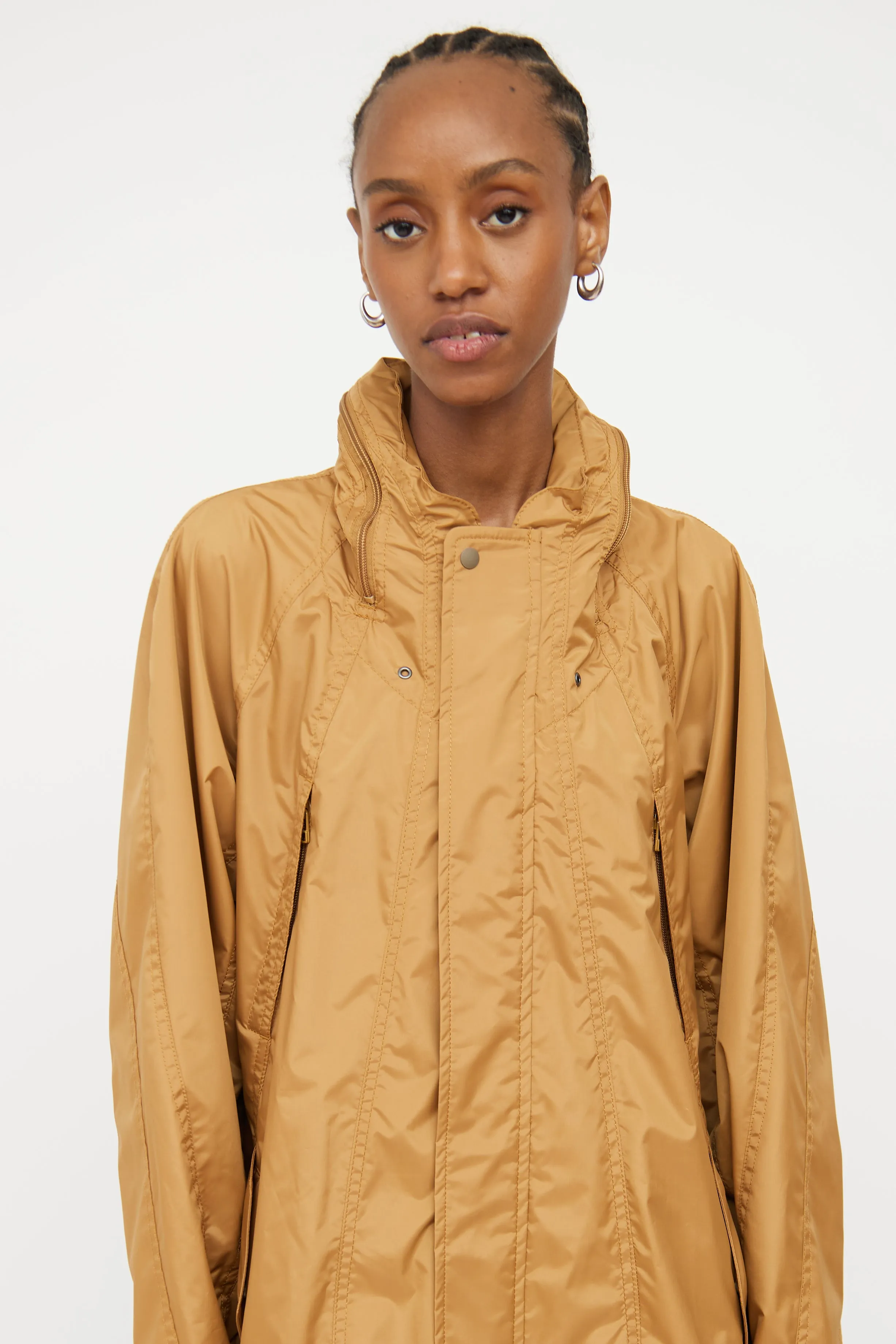 Brown Hooded Rain Jacket