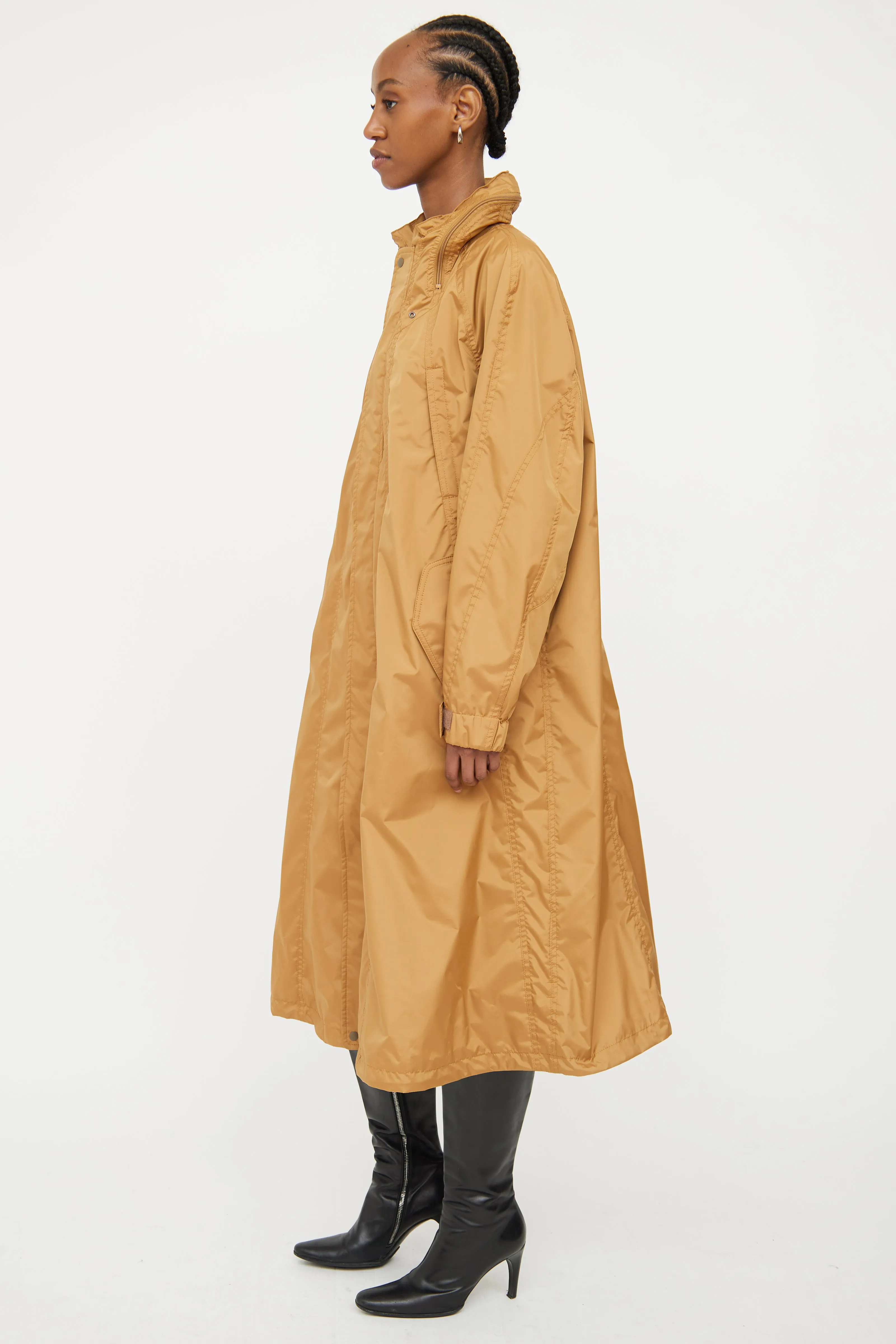 Brown Hooded Rain Jacket