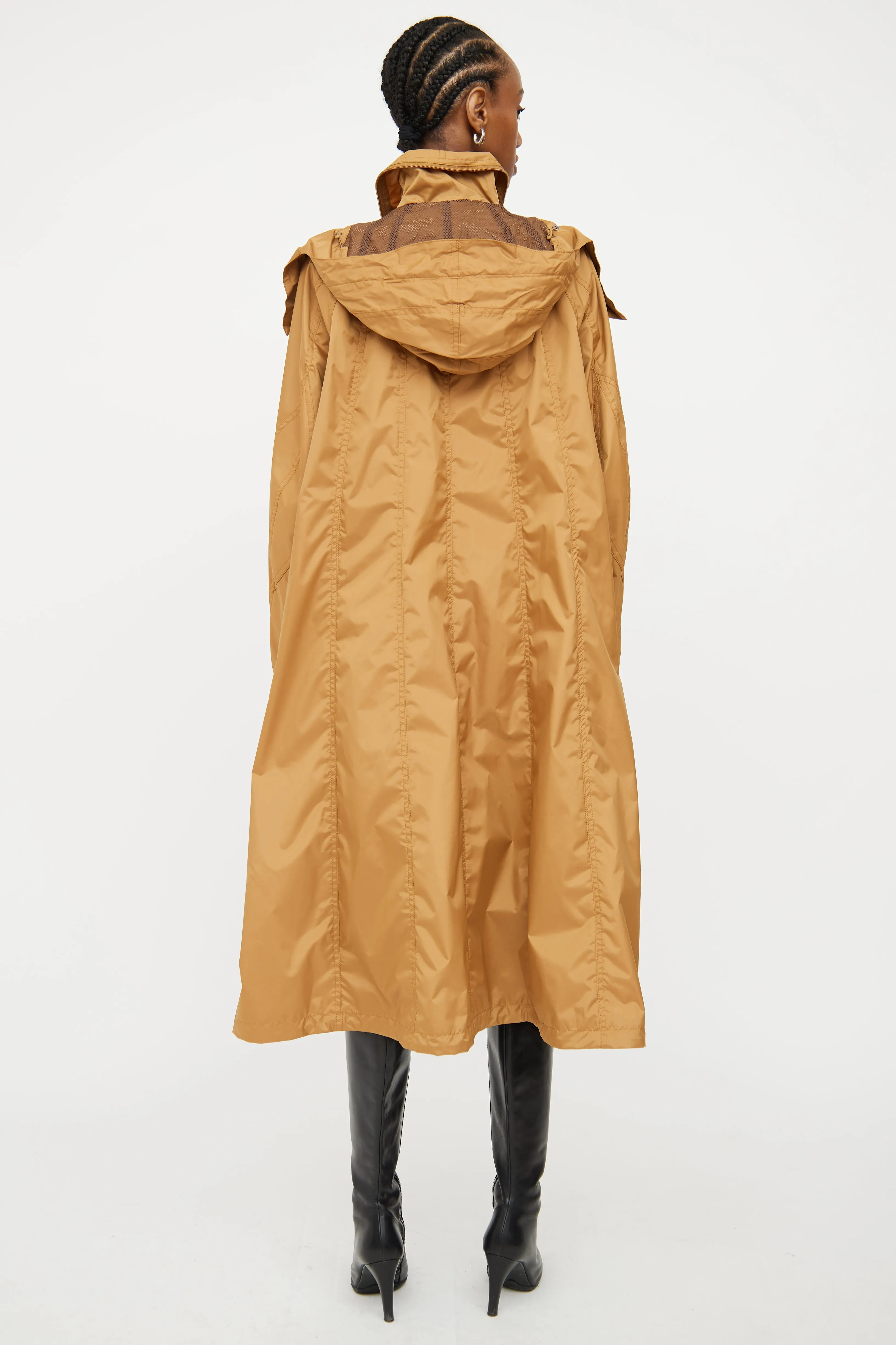 Brown Hooded Rain Jacket