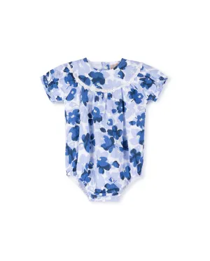 Carla - Striped Flower Bib Romper
