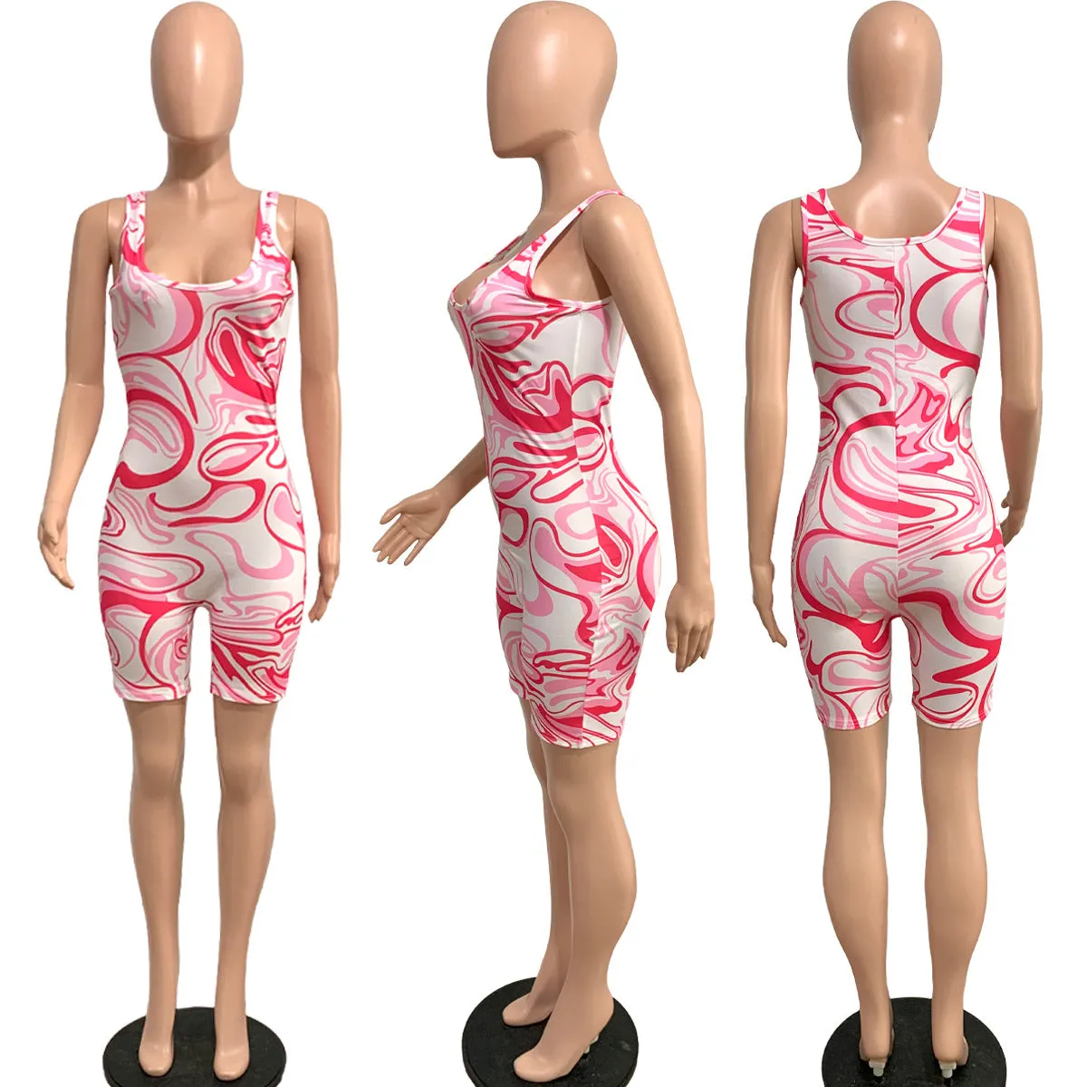 Casual printed tank top jumpsuit AY2870