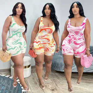 Casual printed tank top jumpsuit AY2870