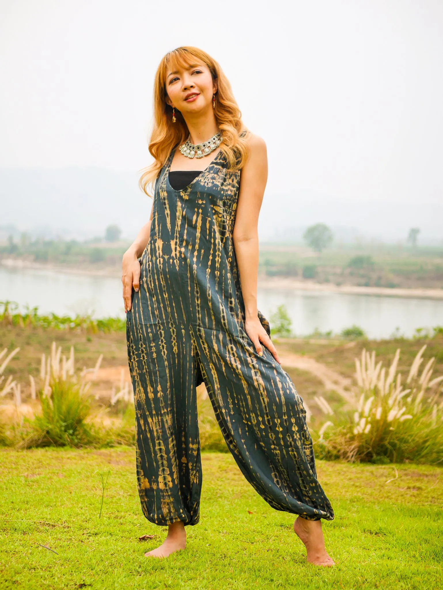 Celeste Racerback Dungarees Jumpsuit Romper