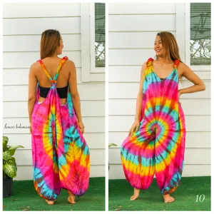 Celestial Swril Hand Dyed  Hippie Racerback Dungarees Jumpsuit Romper