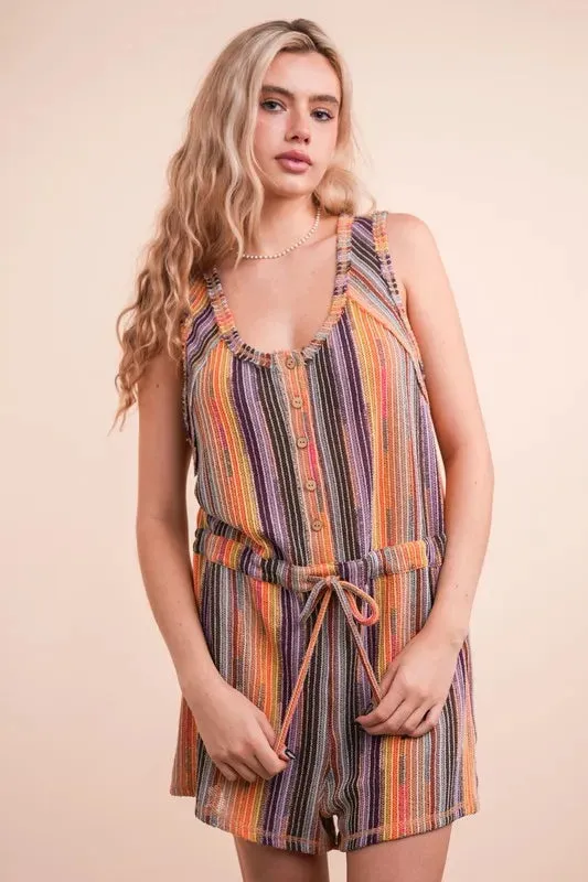 Crochet Brick Multi-Color Striped Romper