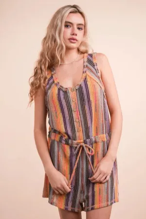 Crochet Brick Multi-Color Striped Romper