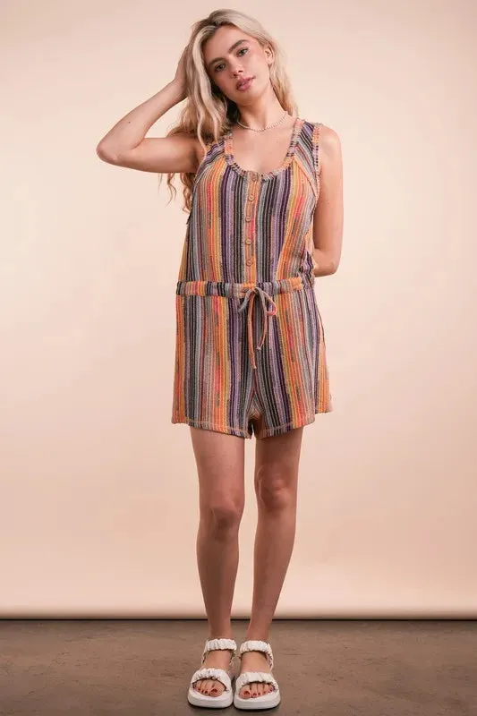 Crochet Brick Multi-Color Striped Romper