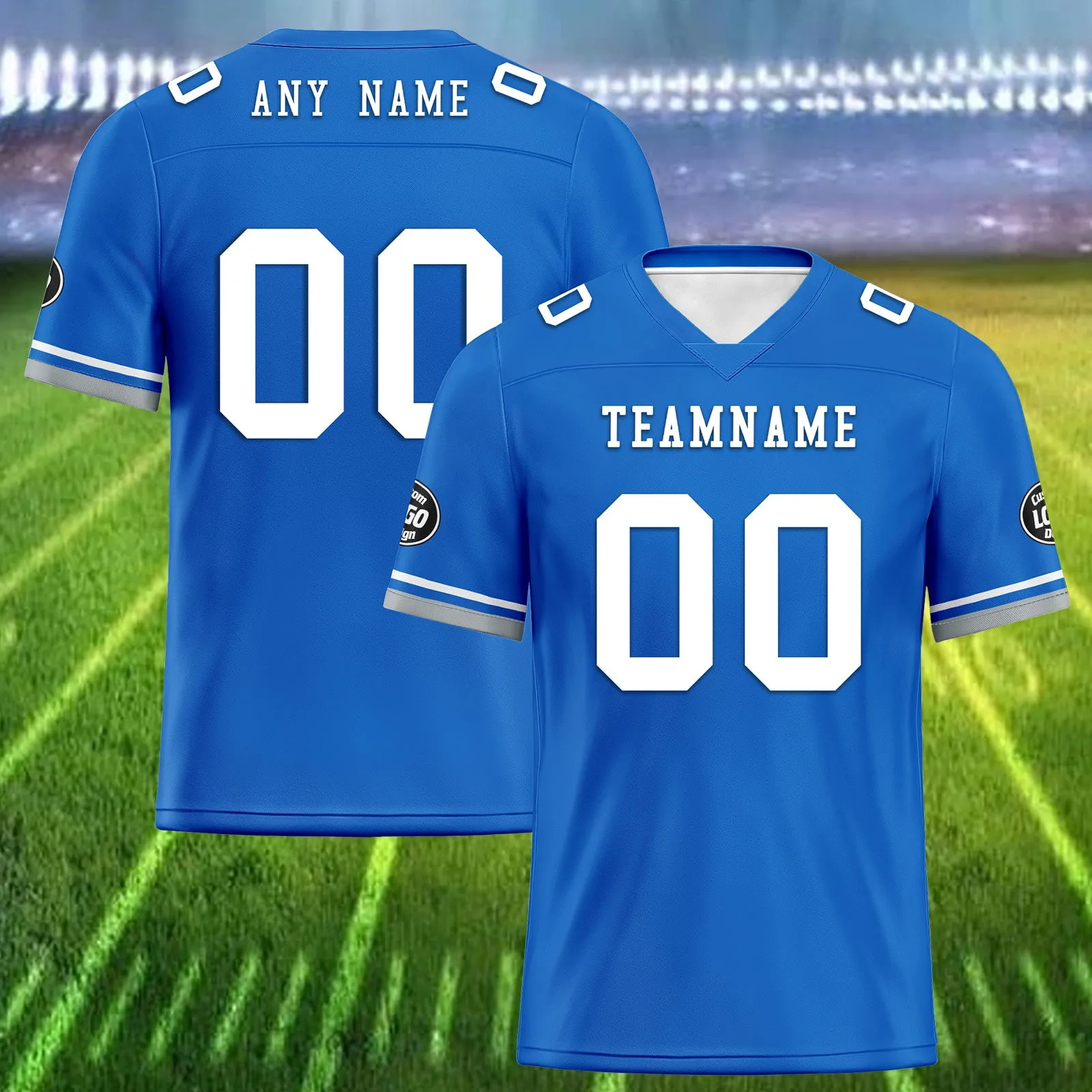 Custom Blue Gray Detroit Football Jersey and Firesoul Sports Shoes Combo Offer Personalized Combo ZH-D020273-11