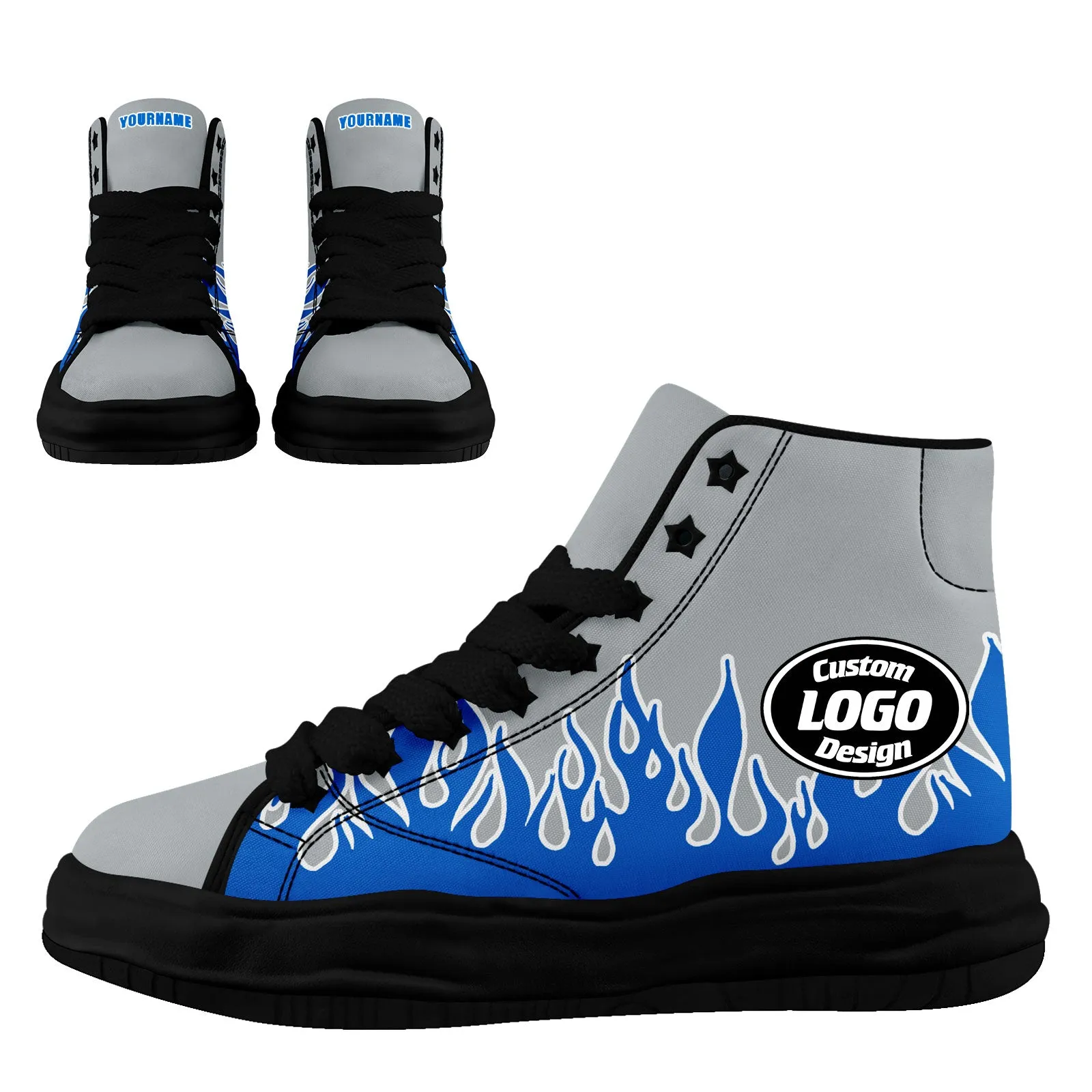 Custom Blue Gray Detroit Football Jersey and Firesoul Sports Shoes Combo Offer Personalized Combo ZH-D020273-11
