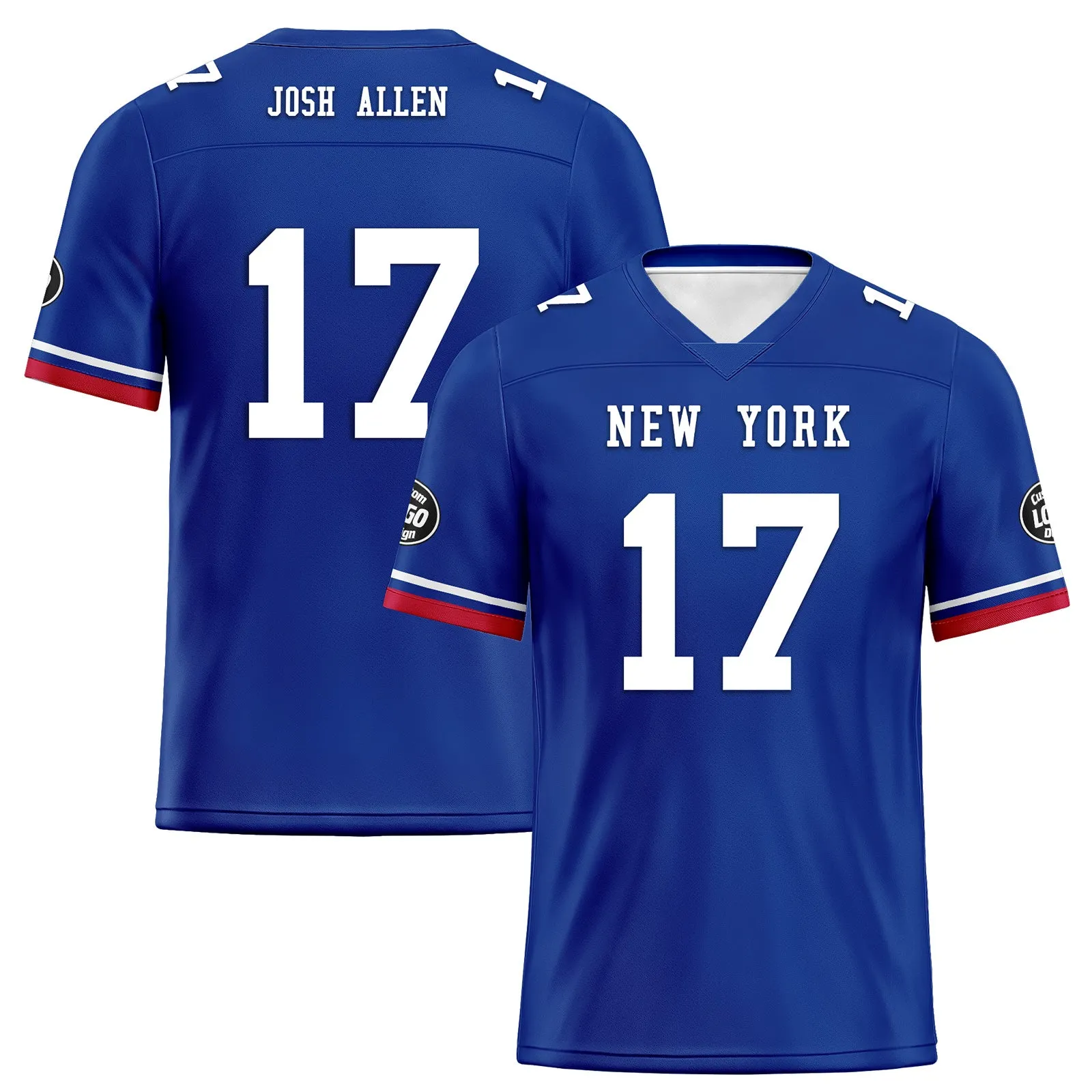 Custom Blue White Red Buffalo Football Jersey and Firesoul Sports Shoes Combo Offer Personalized Combo ZH-D020273-4