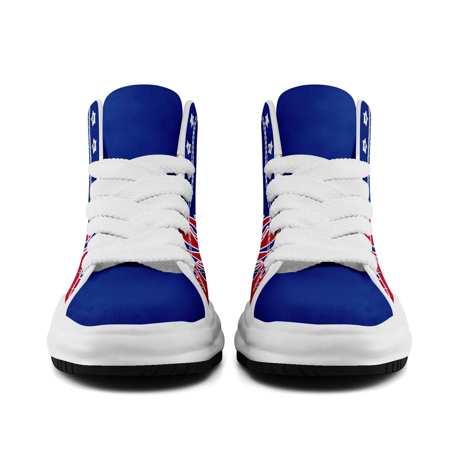 Custom Blue White Red Buffalo Football Jersey and Firesoul Sports Shoes Combo Offer Personalized Combo ZH-D020273-4