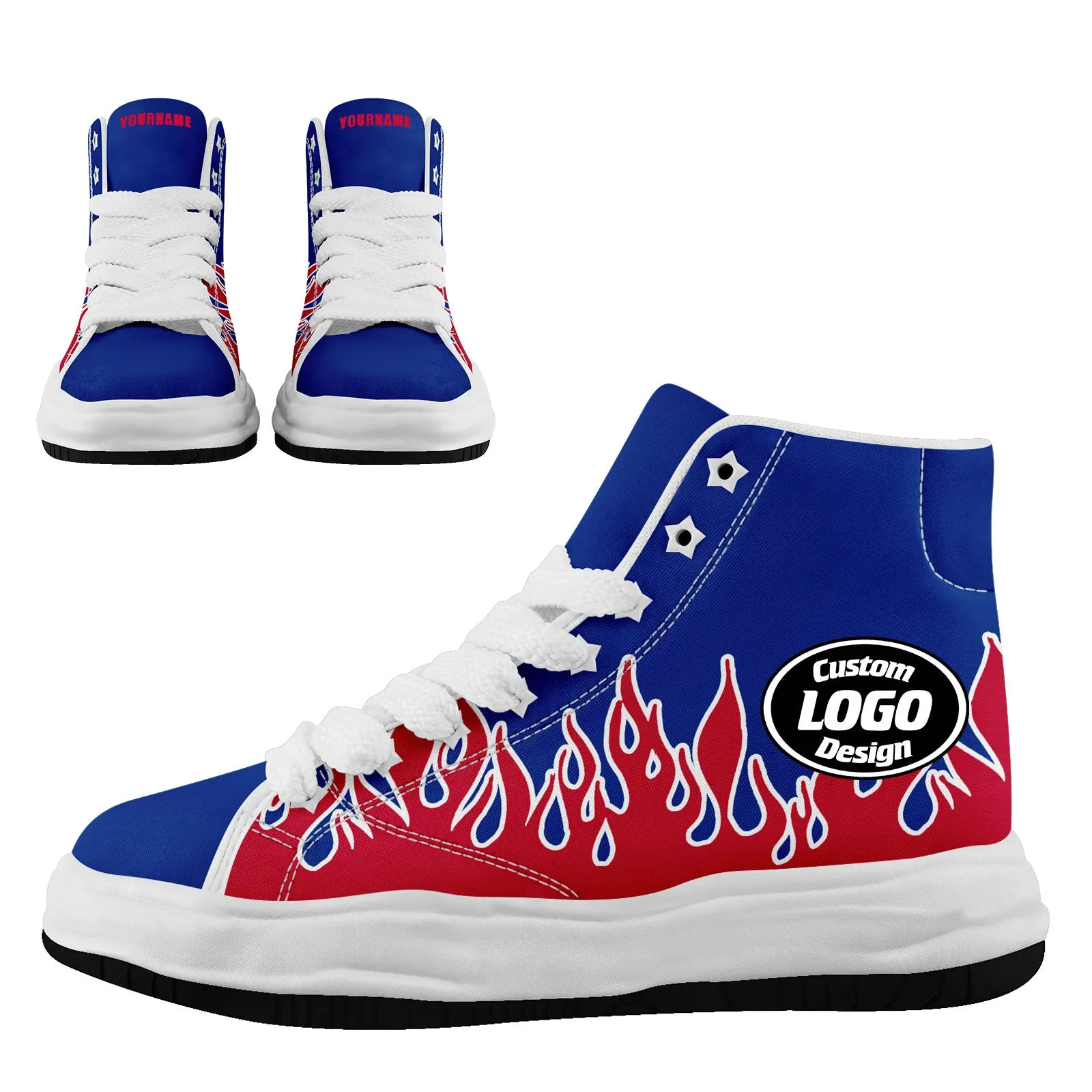 Custom Blue White Red Buffalo Football Jersey and Firesoul Sports Shoes Combo Offer Personalized Combo ZH-D020273-4