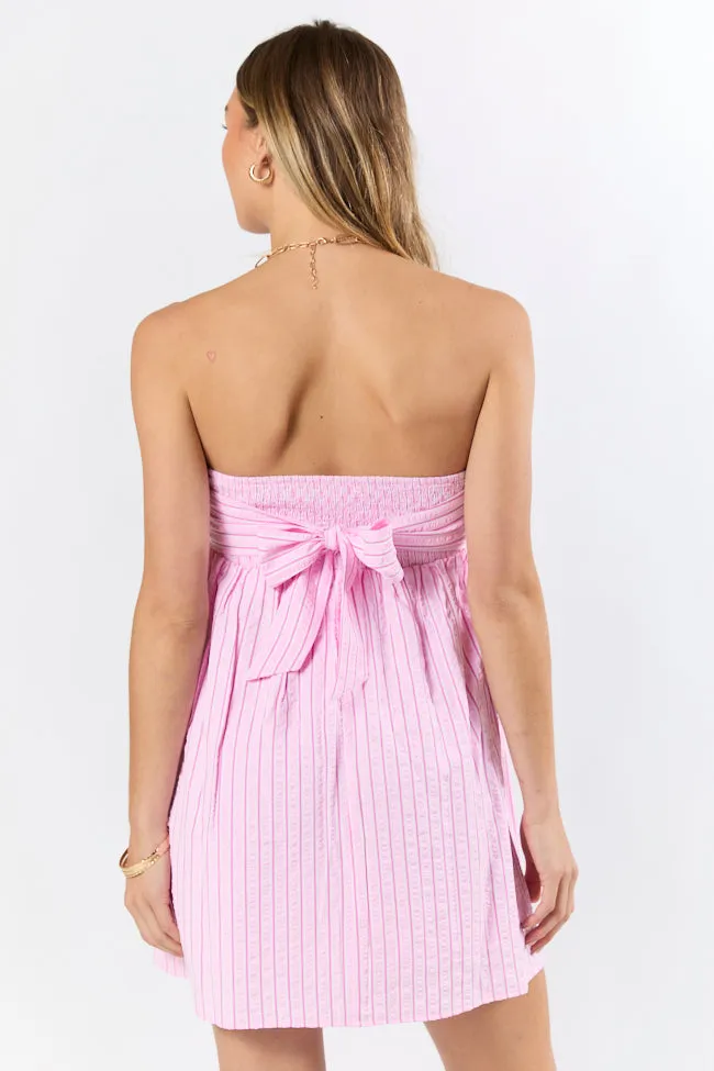Dancin' Down The Shore Strapless Striped Mini Dress