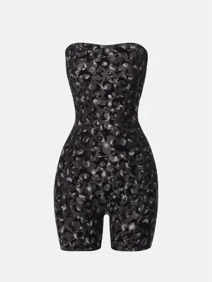 Darling Playsuit Black Leopard Print