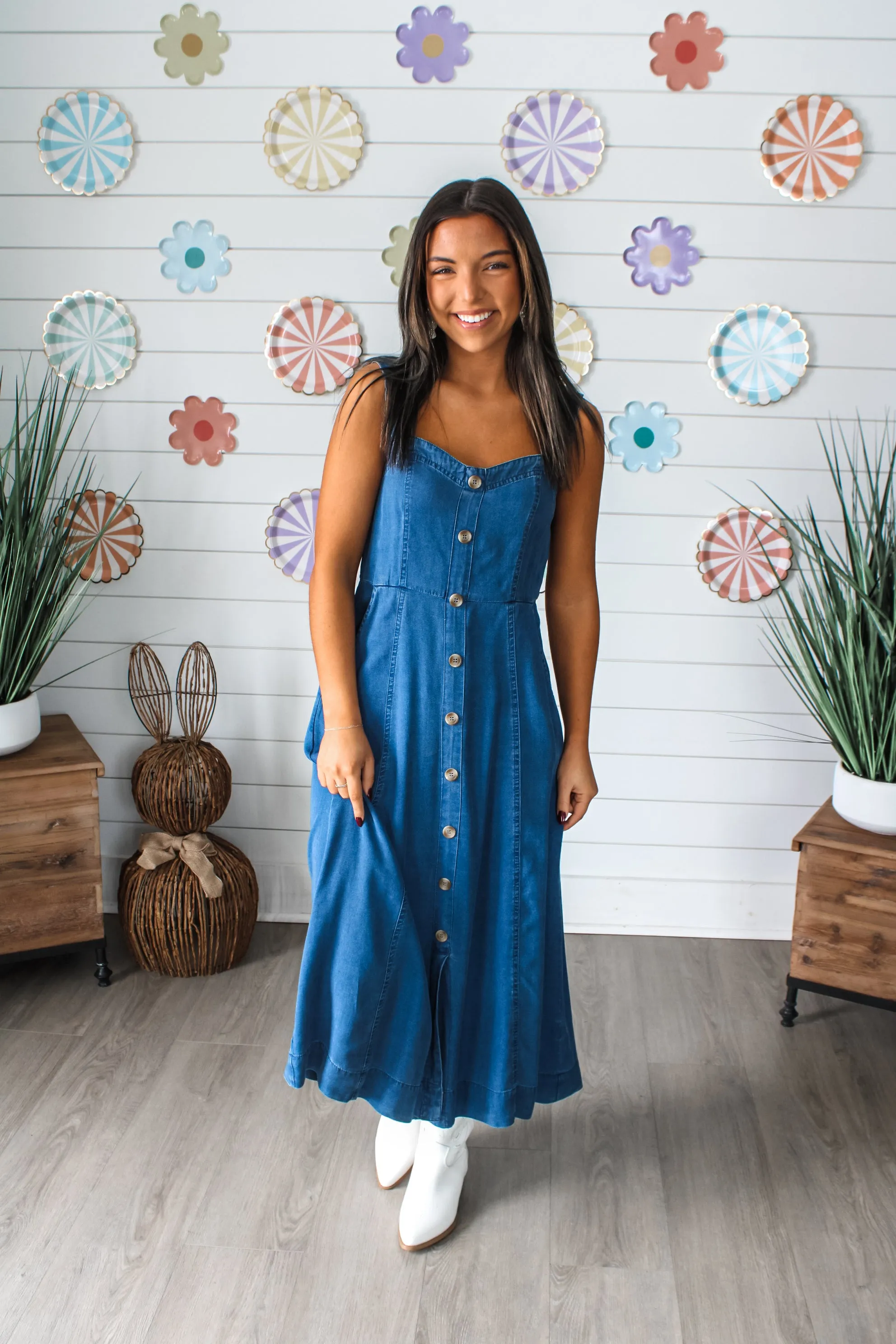 Denim Darling Midi Dress • Indigo