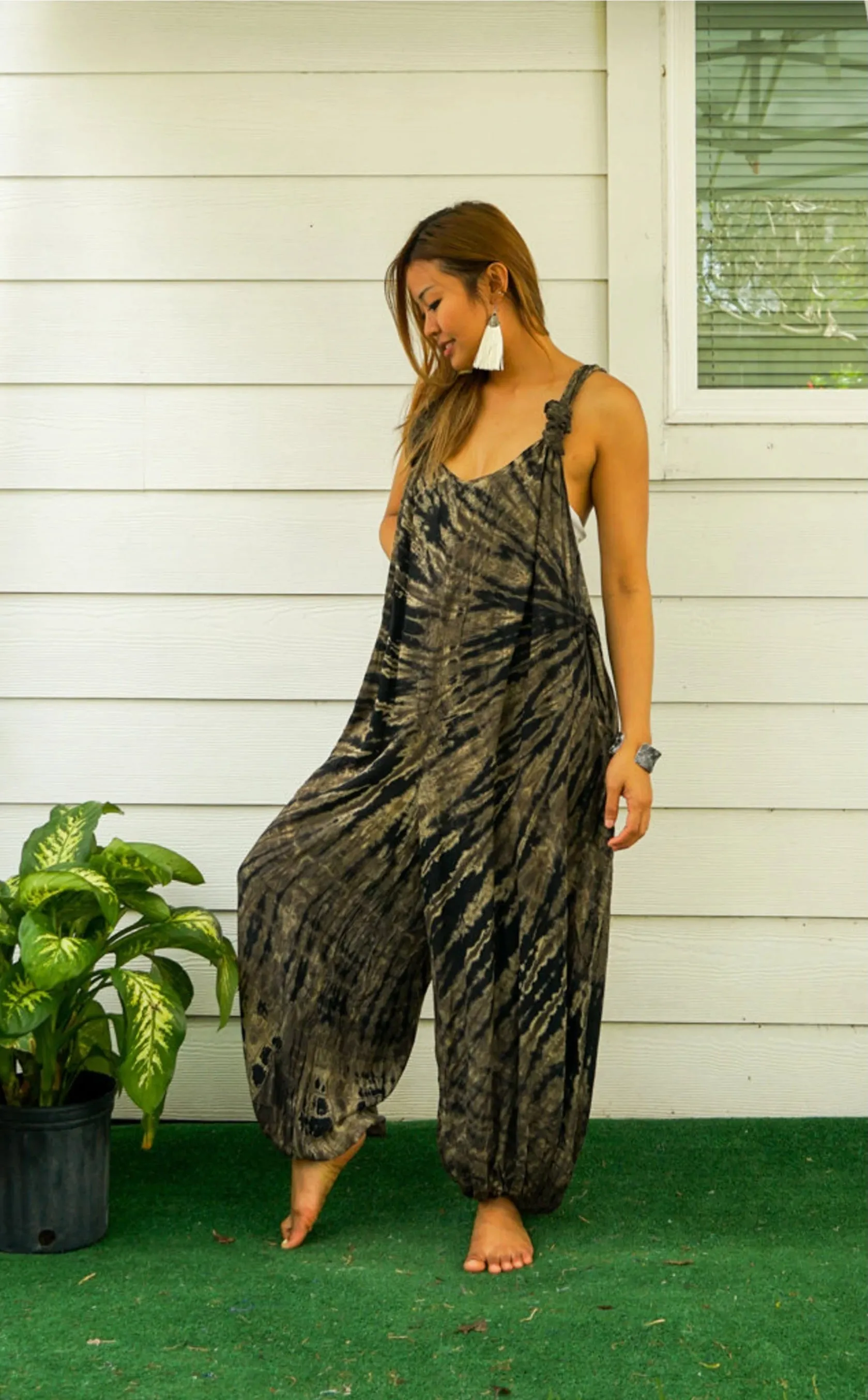 Earthbound Hippie Racerback Dungarees Jumpsuit Romper