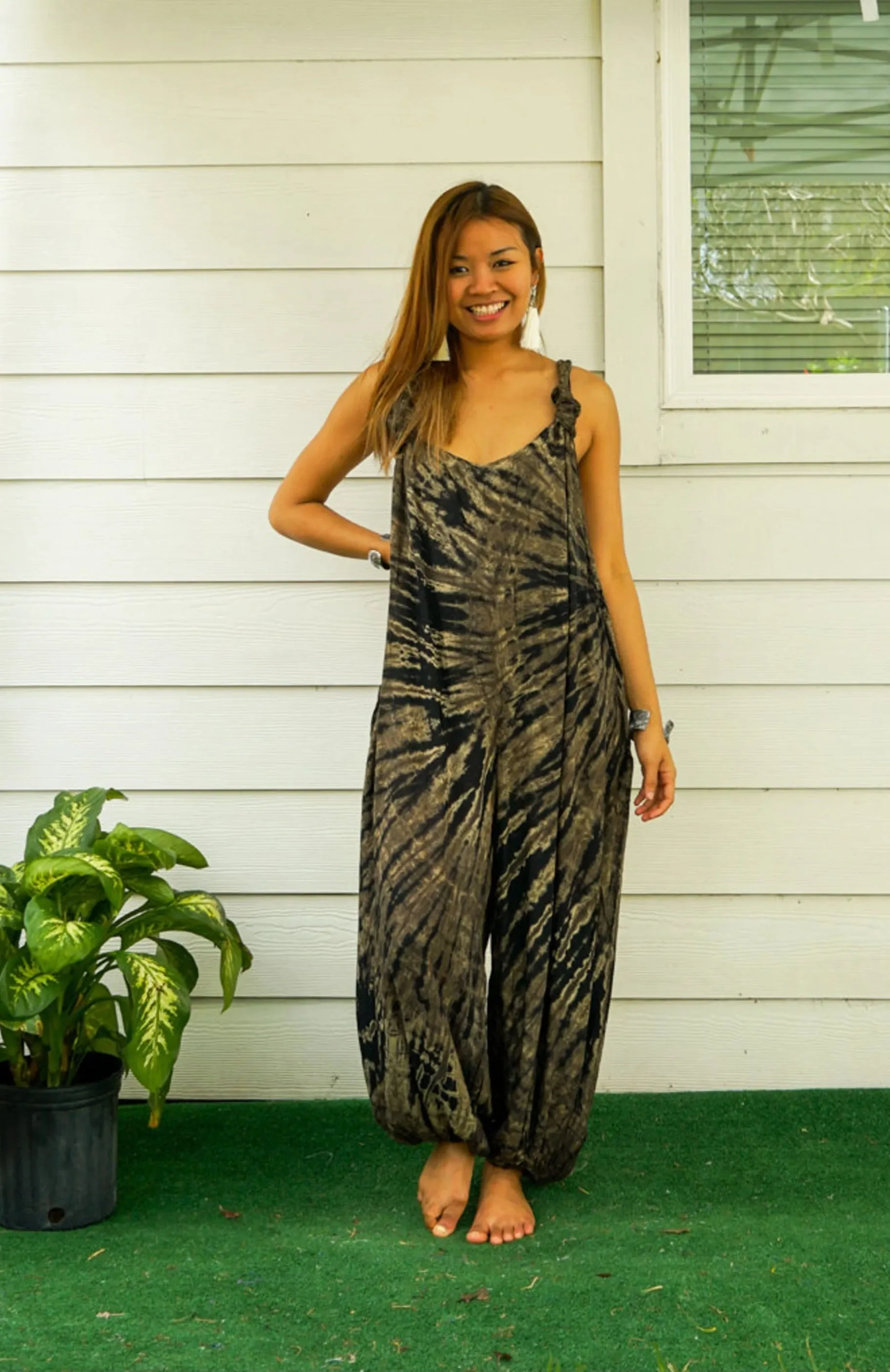 Earthbound Hippie Racerback Dungarees Jumpsuit Romper