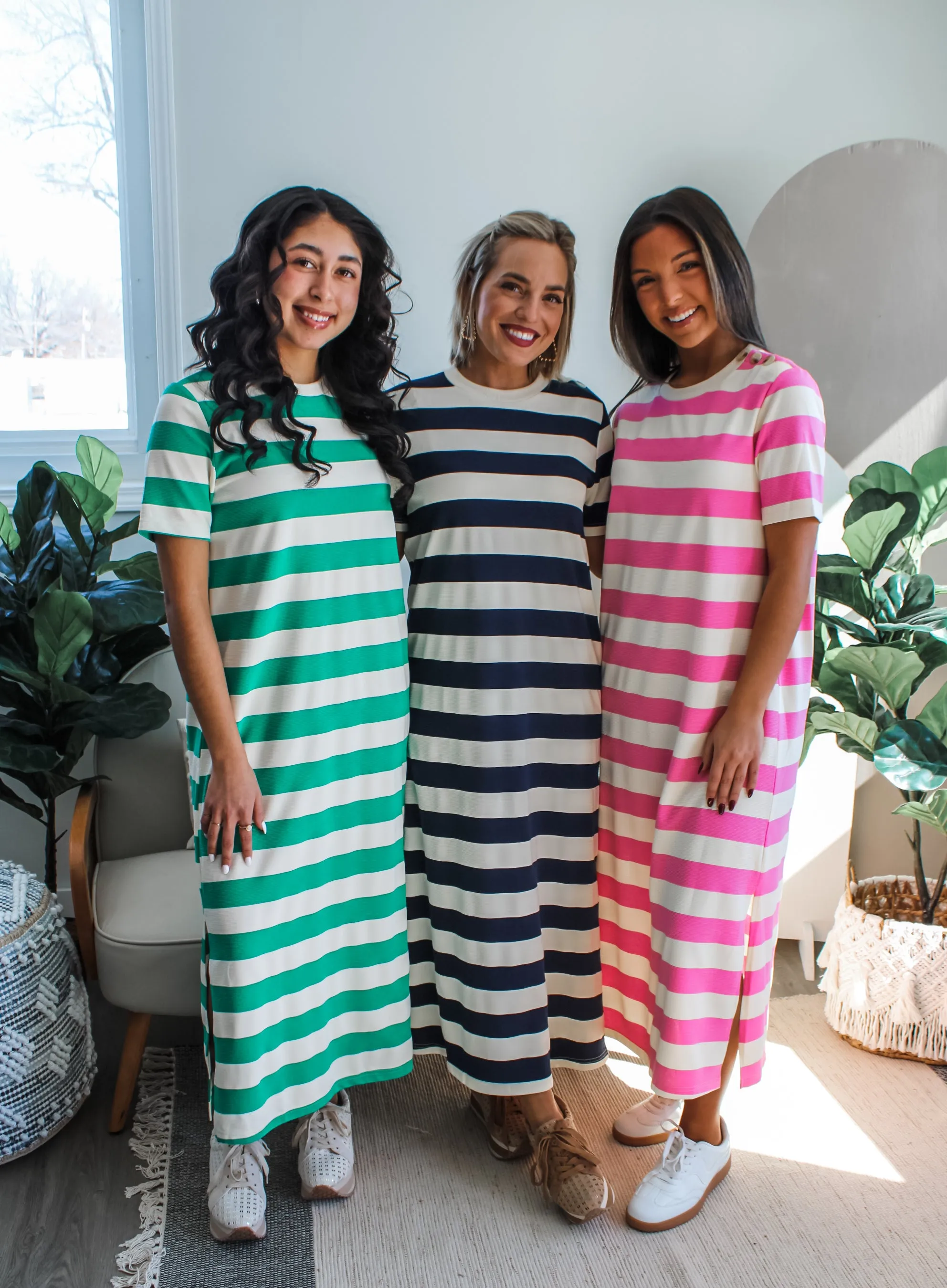 Ella Striped T-Shirt Dress • Navy