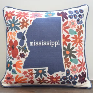 Floral Mississippi Cut Out Square Pillow