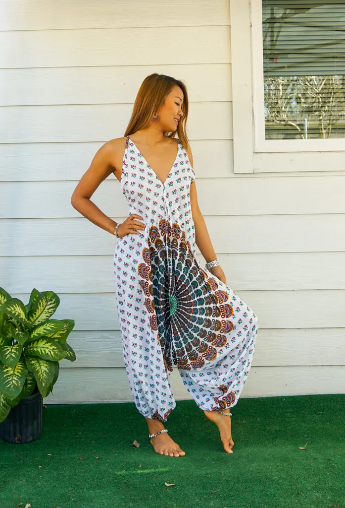 Ivory Mandala Boho Jumpsuit