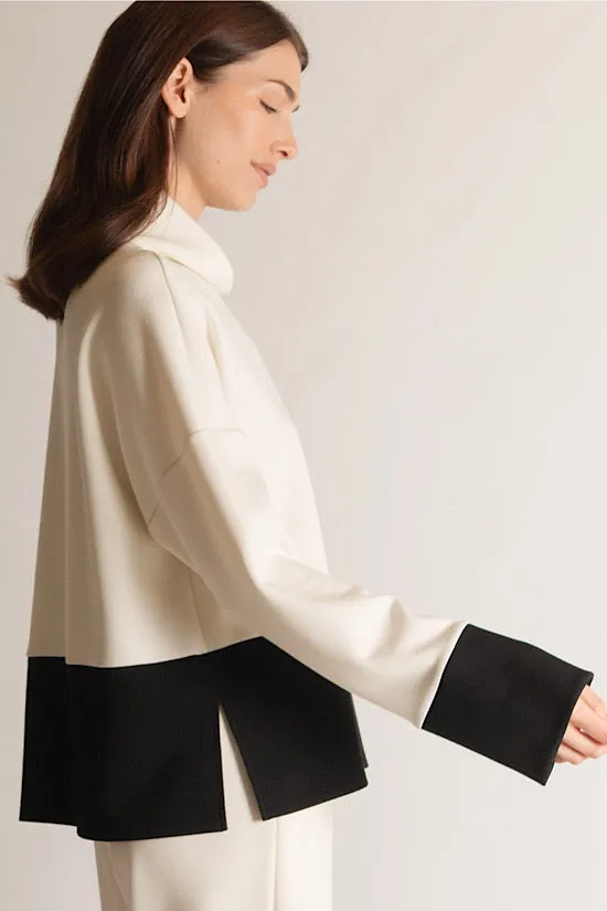 Ivory/Black Modal Elevated Sweatshirt Top